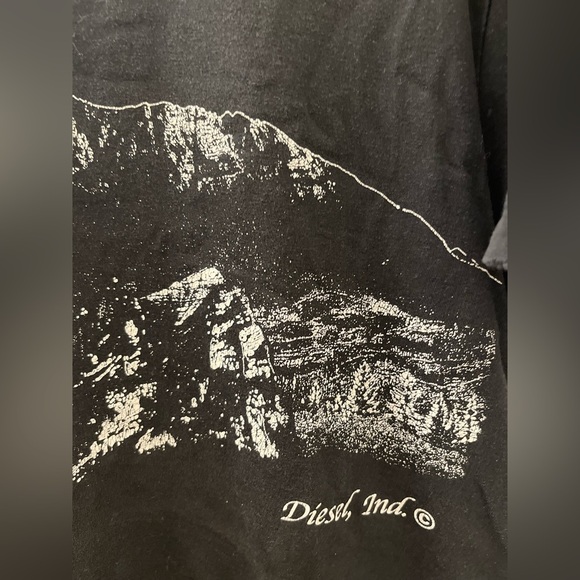 DIESEL T-Diegos-A7 Wolves And mountain print black T-Shirt - Picture 11 of 14